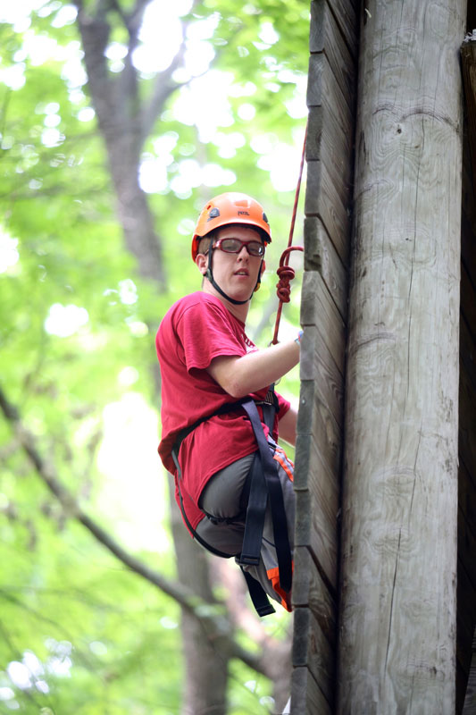 Sunshine Camper Climbing rock wall Rochester Rotary Sunshine Camp